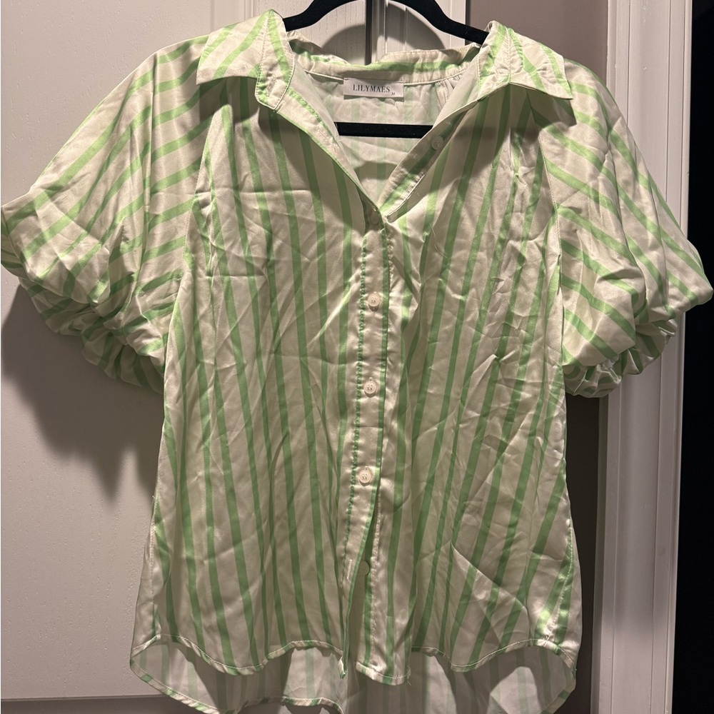 Green Striped Women's Blouse